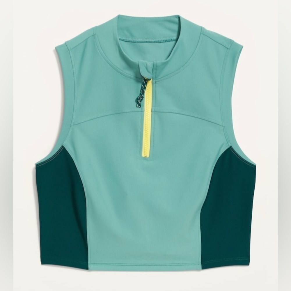 NEW! Old Navy English Ivy PowerSoft 1/2-Zip Sleeveless Cropped Top 🏃♀️ - Picture 4 of 9